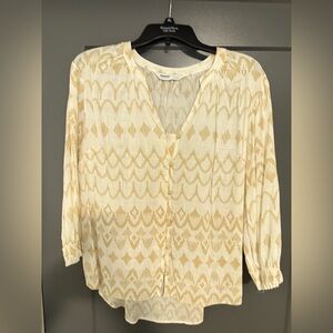 Sonoma Beige and Cream Patterned Blouse